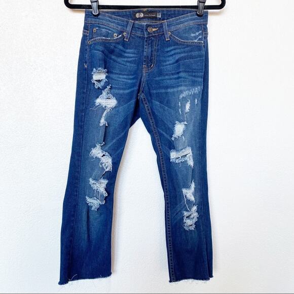 JET John Eshaya Distressed Cropped Denim Size 0 - Picture 1 of 8